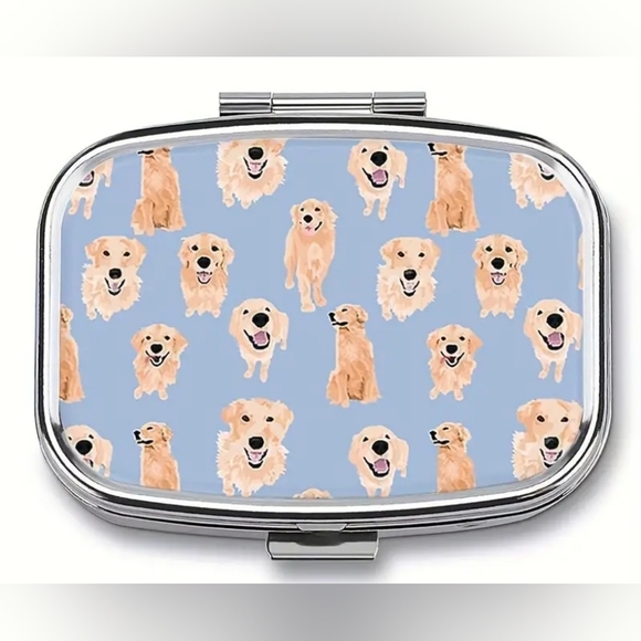 unbranded Accessories - Golden Retriever Mini Metal Travel Pill Box Container